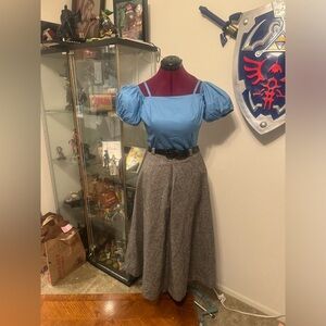 Grey Wool Heirloom Pendleton Skirt with Patent Leather Belt
